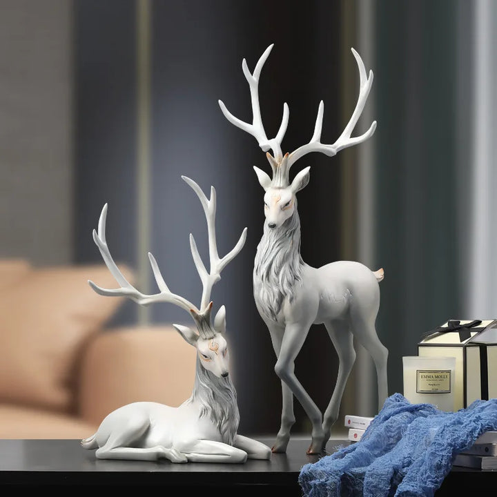 Figurine de Cerfs Scandinave Blanc