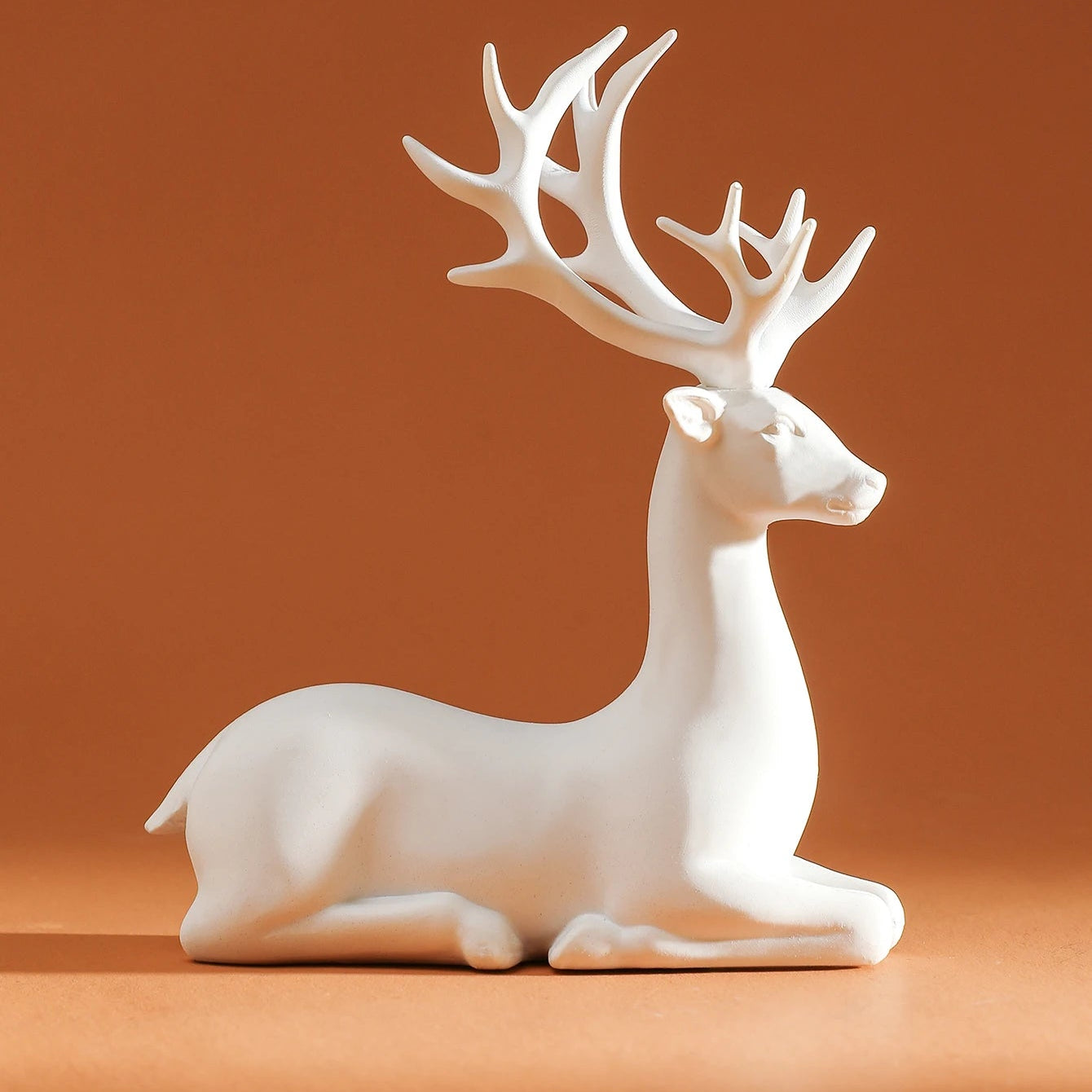 Figurines Rennes de Noël Décoratifs Blancs en Résine 