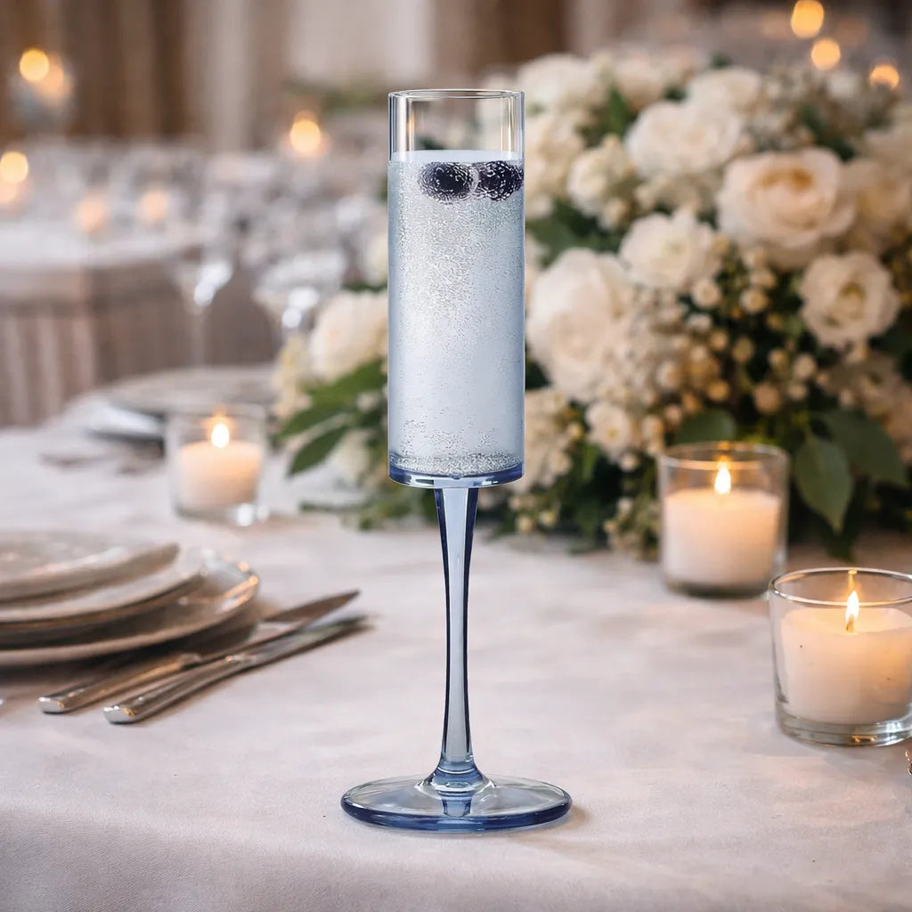 Flûte à Champagne Mariage Bleu en Plastique