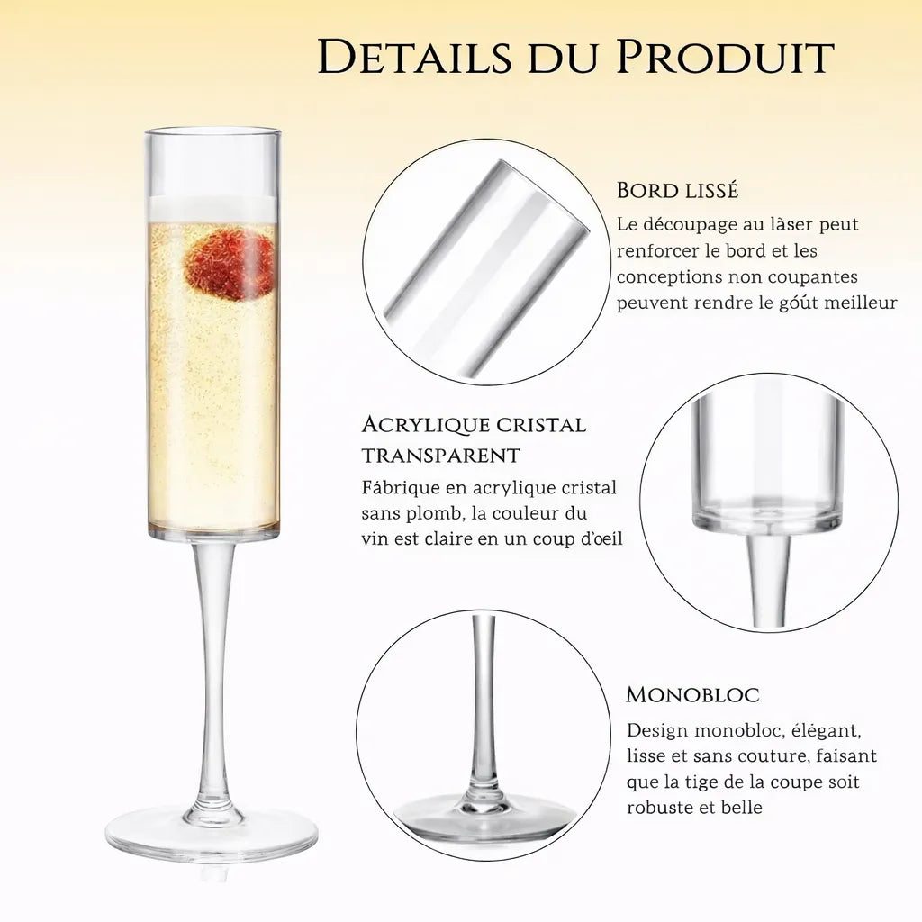 Flûte à Champagne Mariage en Plastique Transparent Détails
