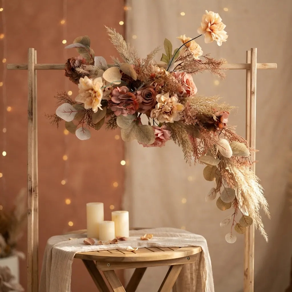 Fleur Arche Mariage à Feuilles d’Eventail Stylé Naturel