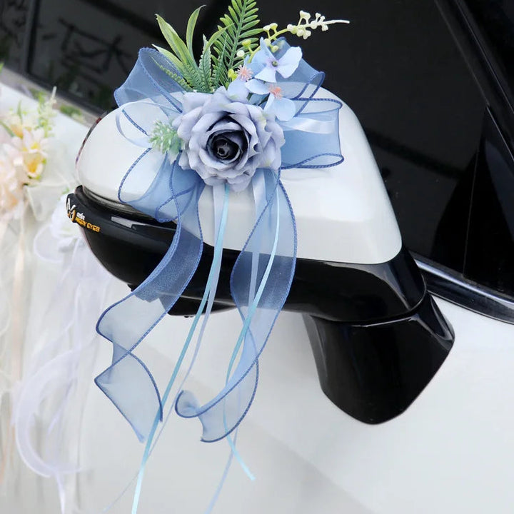 Fleur Bleue à Ruban pour Voiture Chic