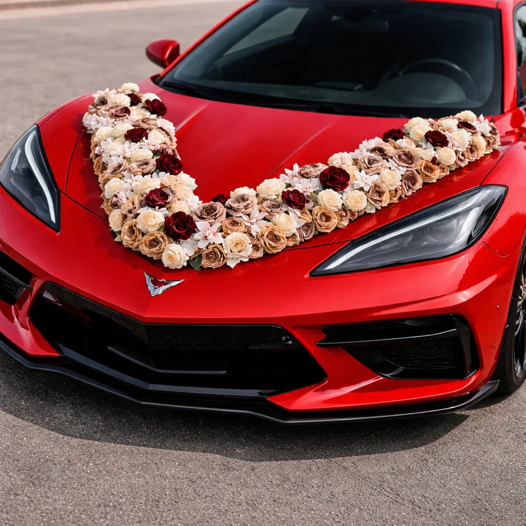 Fleurs Artificielles Déco Capot Voiture Mariage Chic