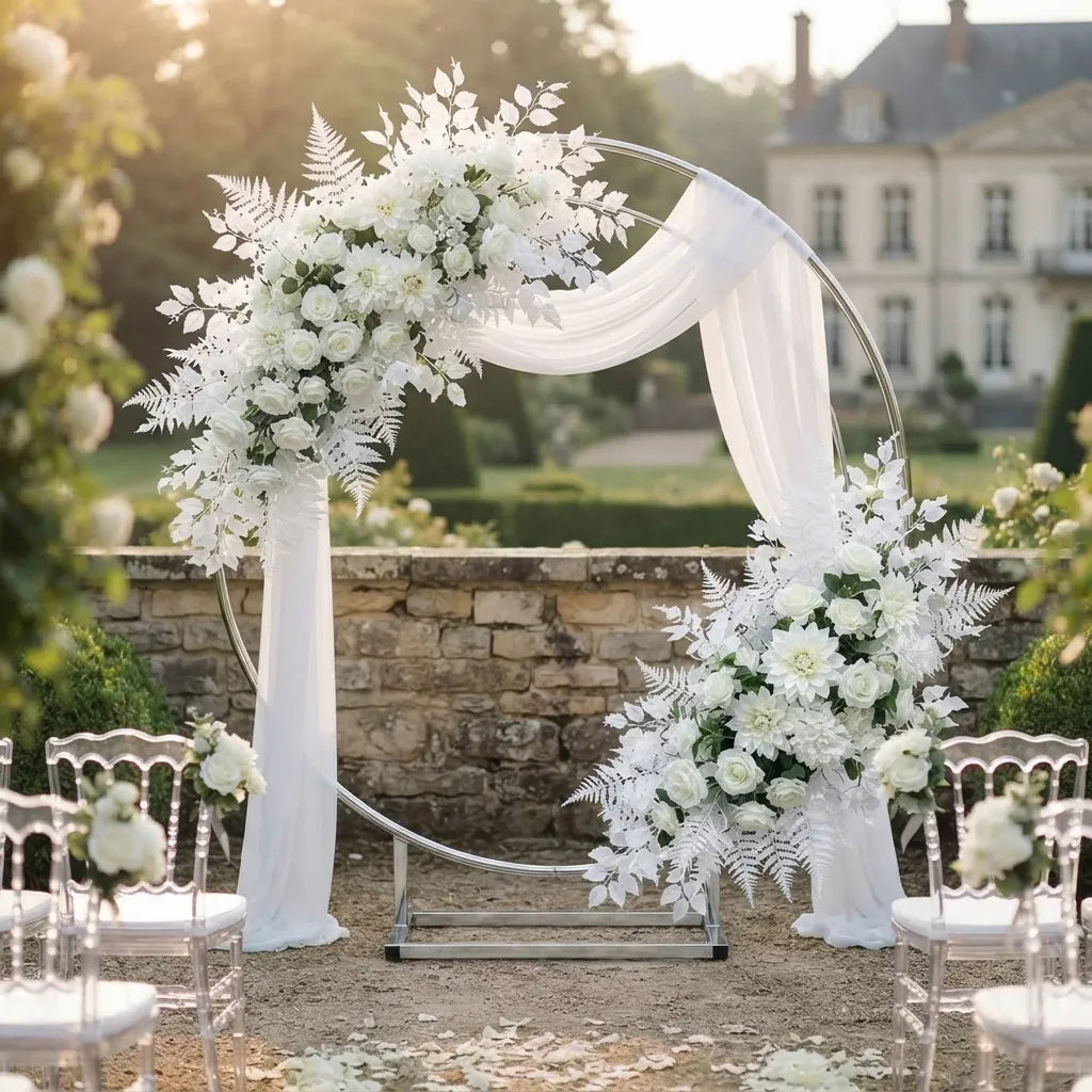Fleurs Blanches Arche Mariage Epuré Minimaliste