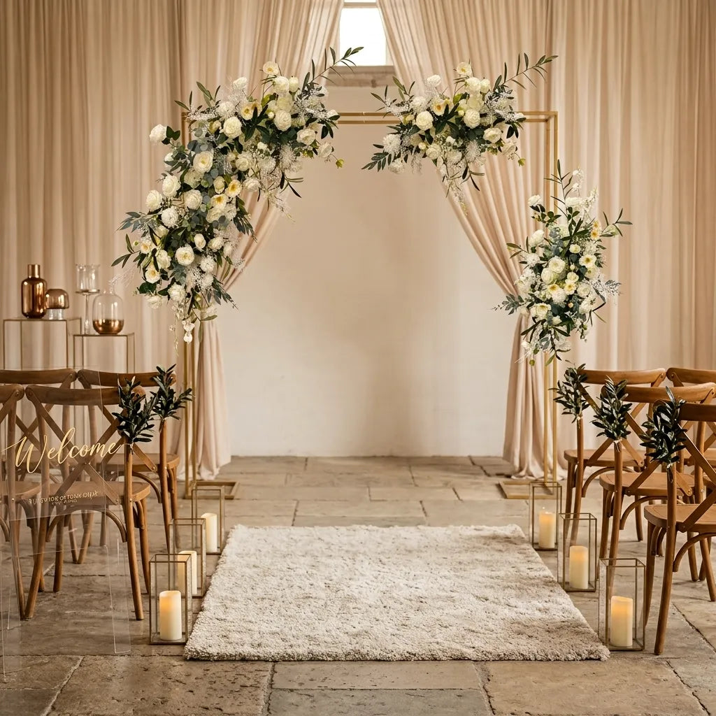 Fleurs Blanches à Feuillage Arche Mariage Chic