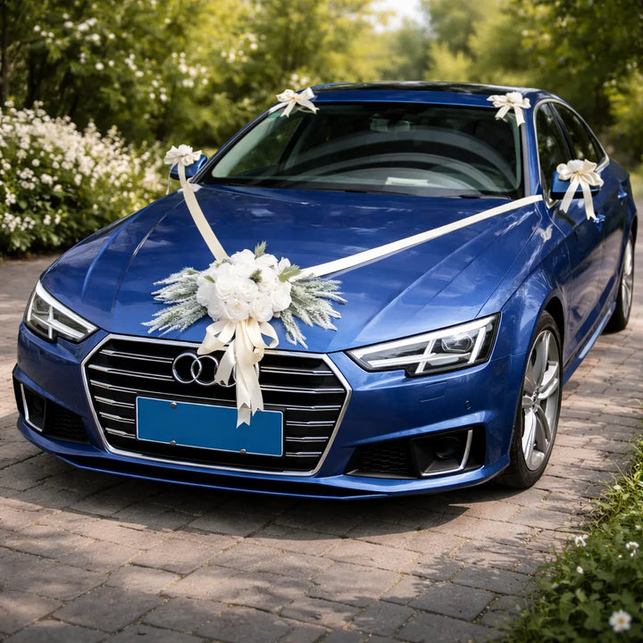 Fleurs Blanches à Ruban pour Capot