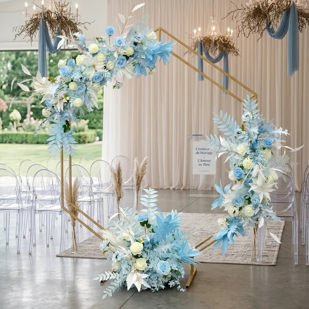 Fleurs Bleues Artificielles Arche Mariage Unique