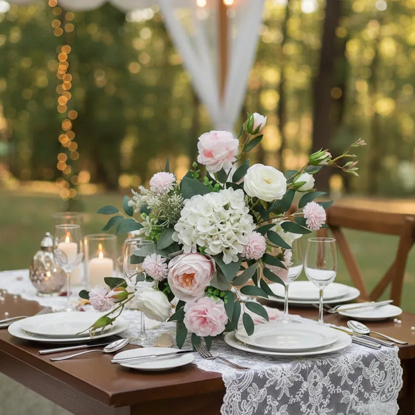 Fleurs Centre de Table Roses et Blanches