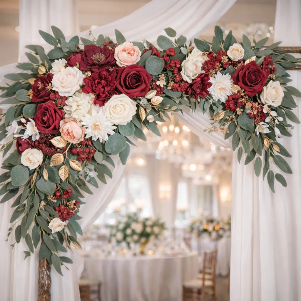 Fleurs Déco Arc Mariage Rouges romantique
