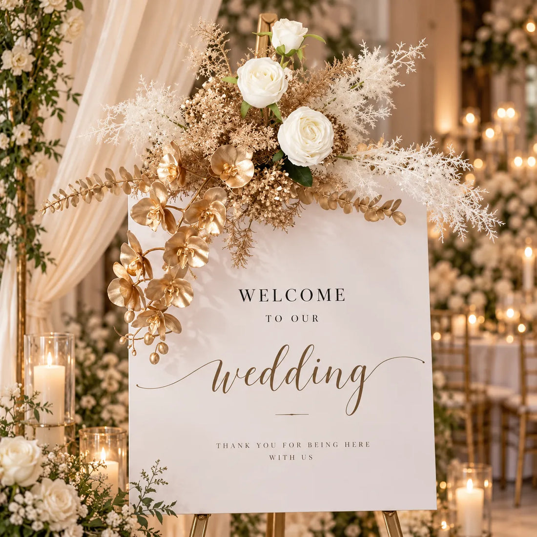 Fleurs Dorées pour Arche Mariage luxe