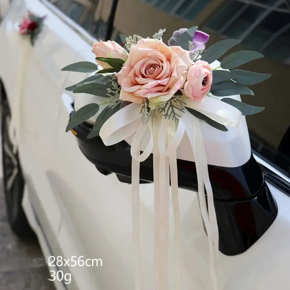 Fleurs Elégantes Feuillages pour Voiture Mariage Unique