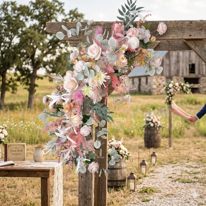 Fleurs Roses Artificielles Elégantes pour Arche