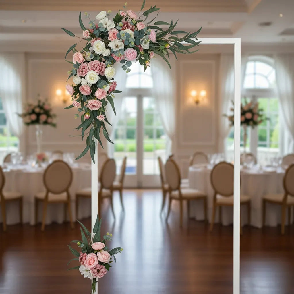 Fleurs Roses à Feuilles Pour Arc Mariage