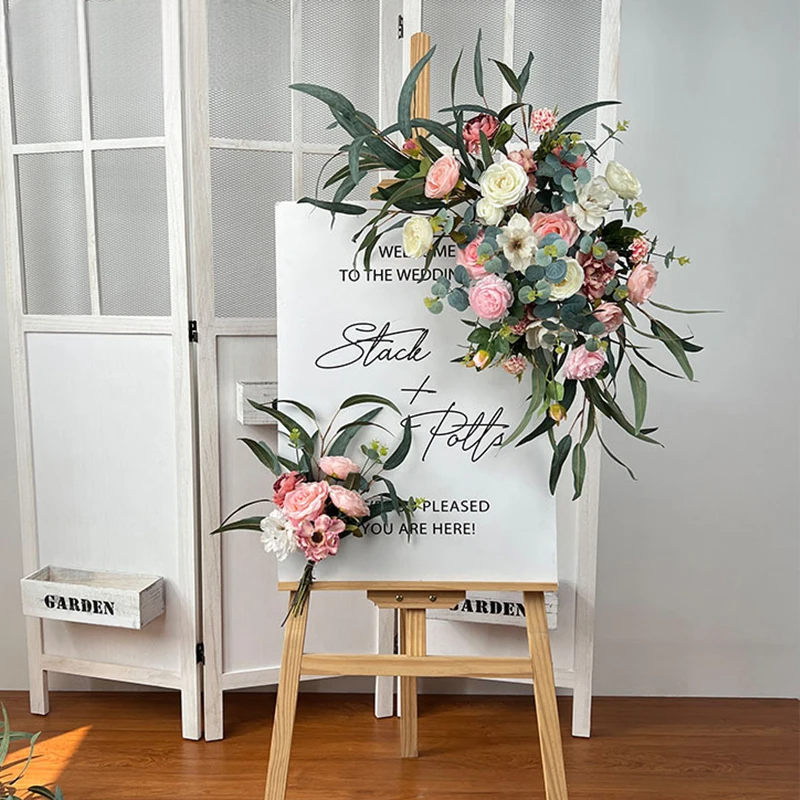 Fleurs Roses à Feuilles Pour Arc Mariage Design