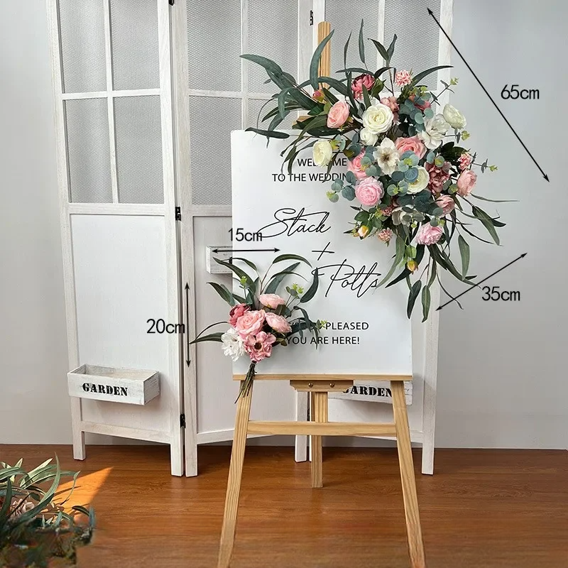 Fleurs Roses à Feuilles Pour Arc Mariage Dimensions