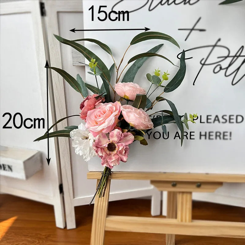 Fleurs Roses à Feuilles Pour Arc Mariage Petit