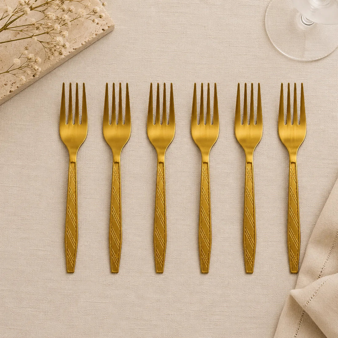 Fourchettes Jetables Dorées Unique