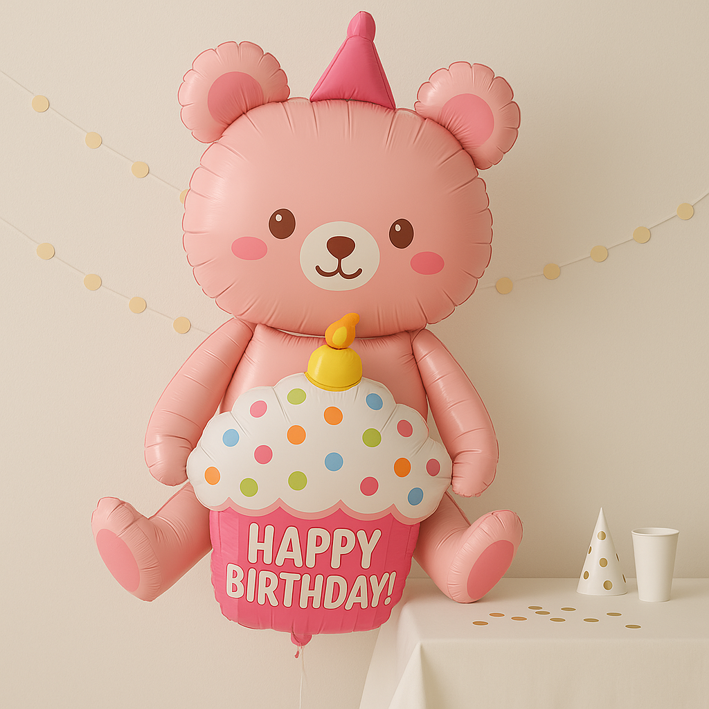 Ballons Anniversaire Ours Rose