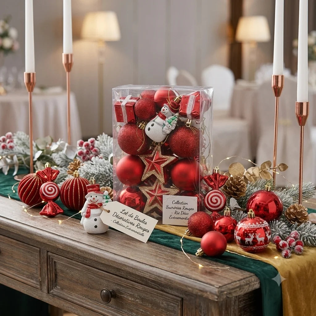 Lot de Boules Décoratives Rouges
