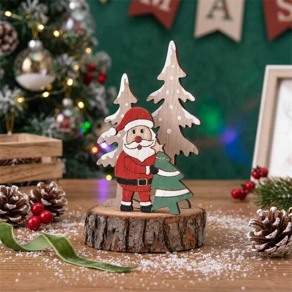 Déco de Table Père Noël en Bois