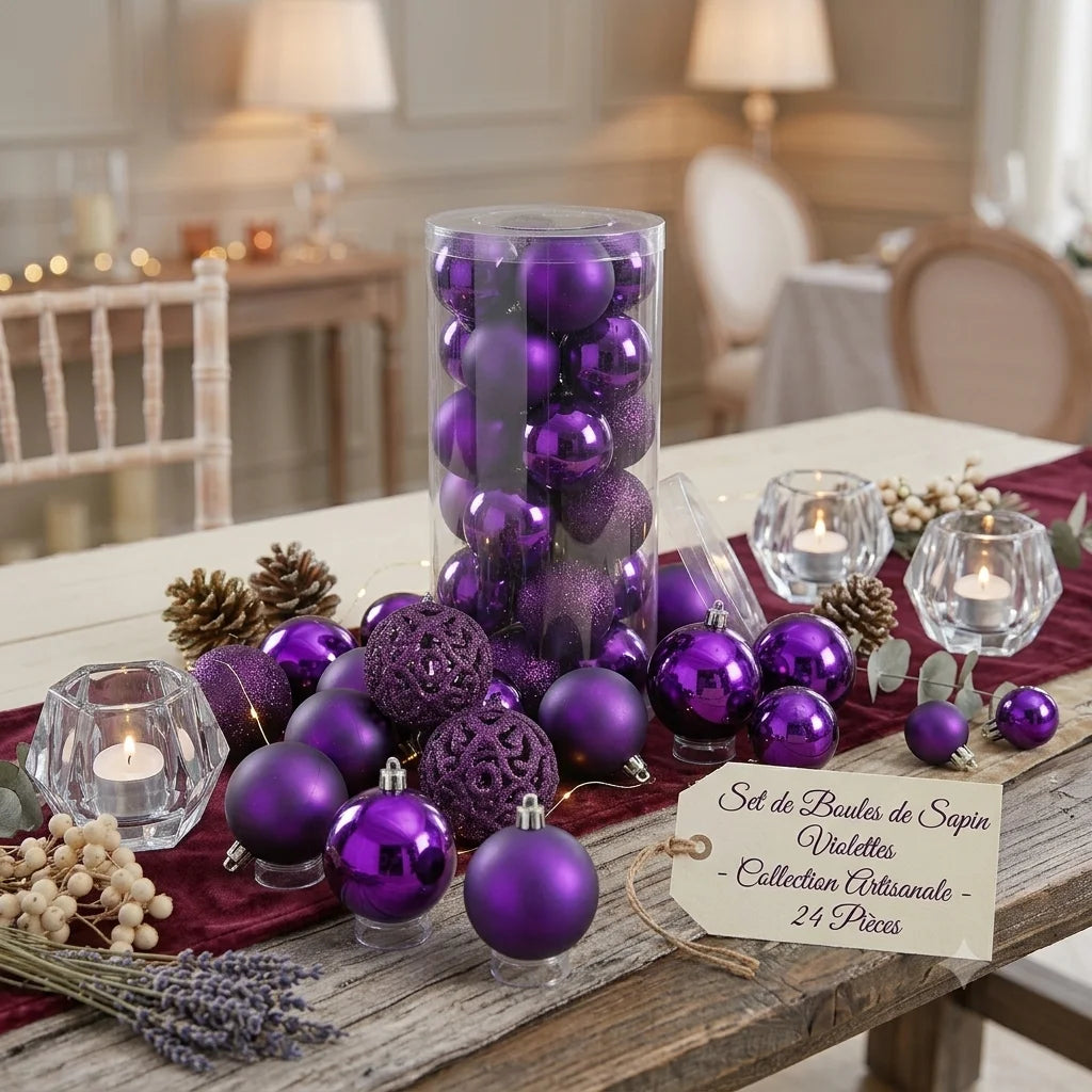 Set de Boules de Sapin Violettes