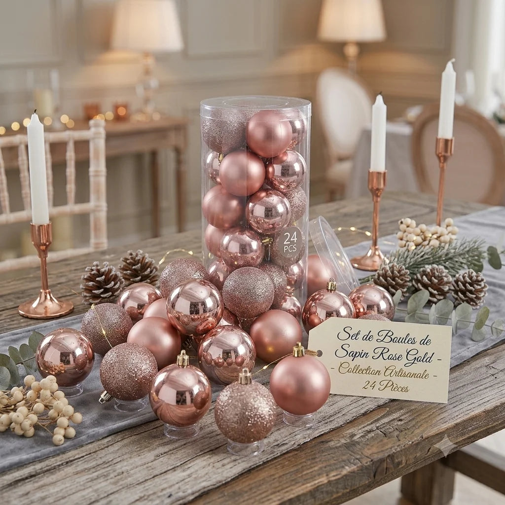 Set de Boules de Sapin Rose Gold