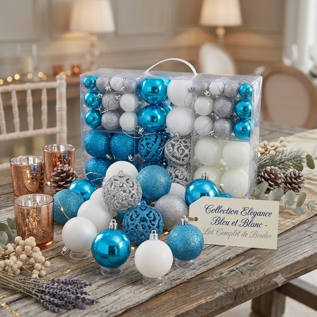 Boules de Noël Bleu et Blanc