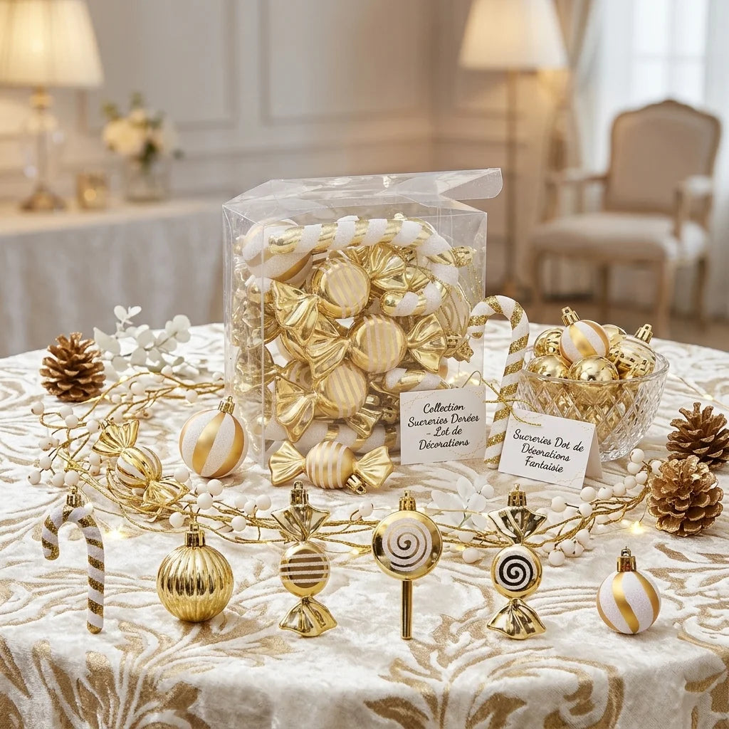 Boules de Noël Fantaisie Sucrée Or