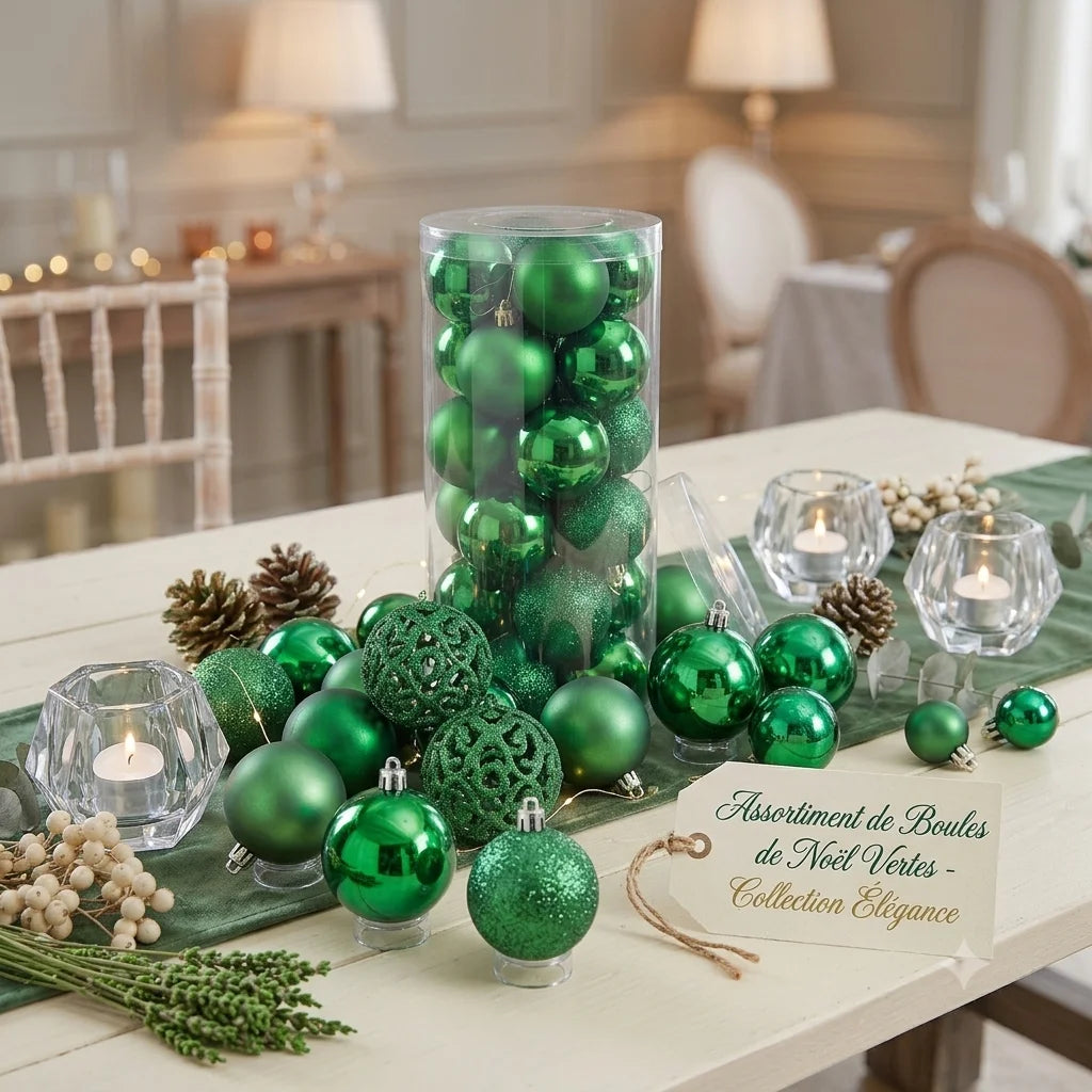 Assortiment de Boules de Noël Vertes