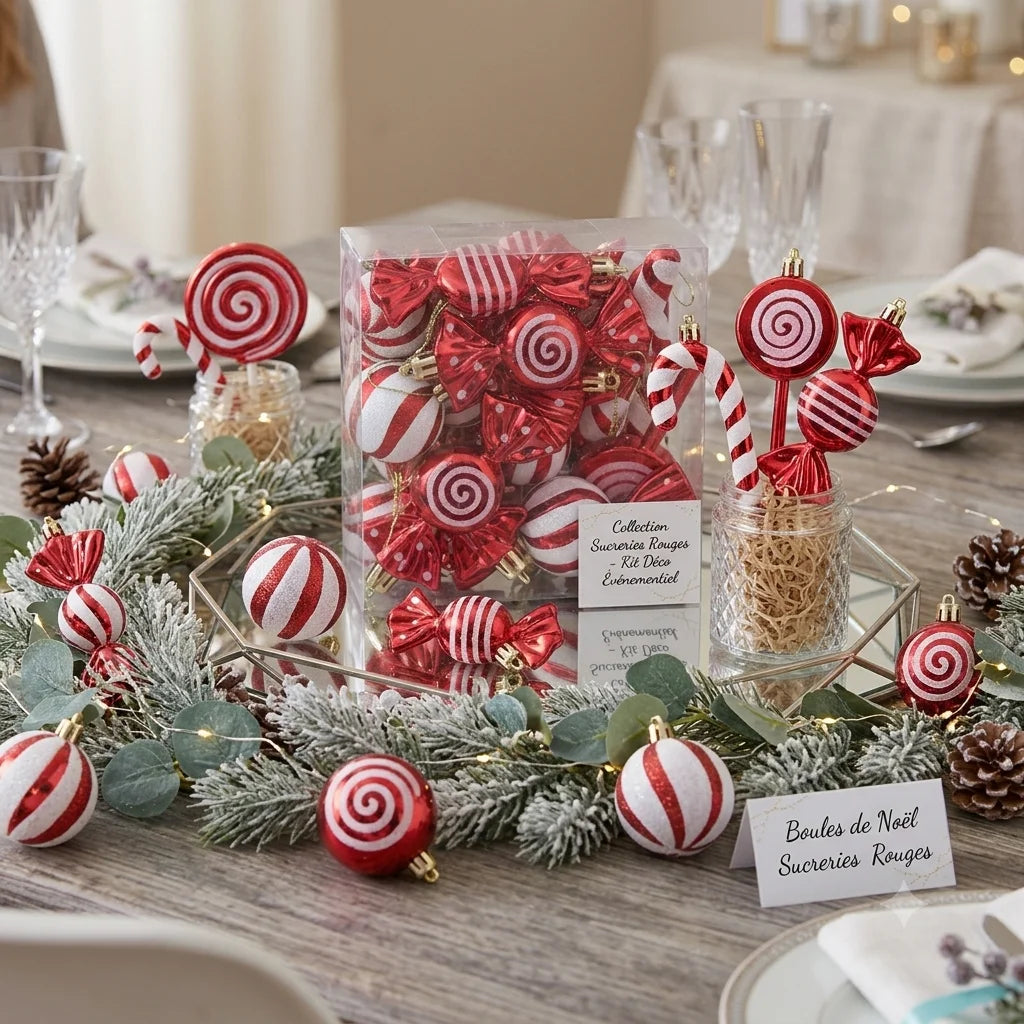 Boules de Noël Sucreries Rouges