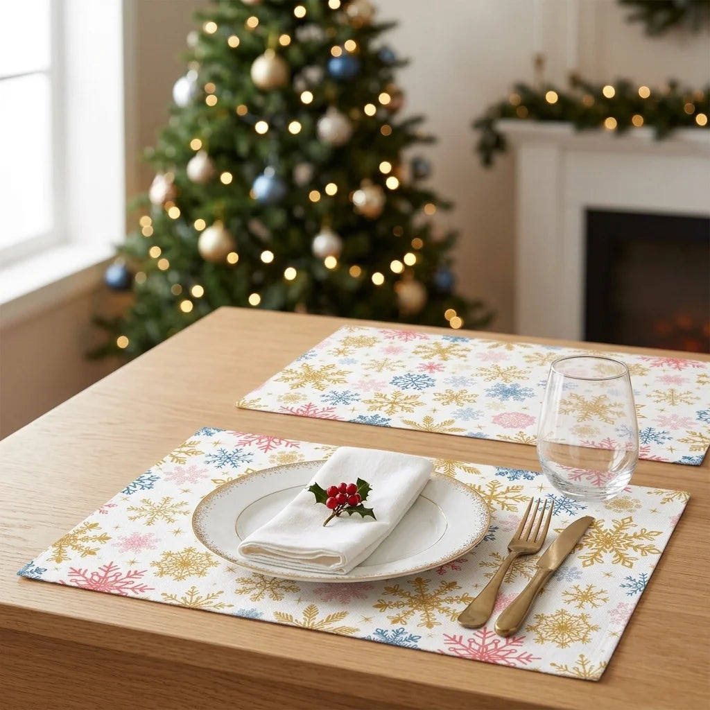 Set de Table Noël Blanc à Flocons