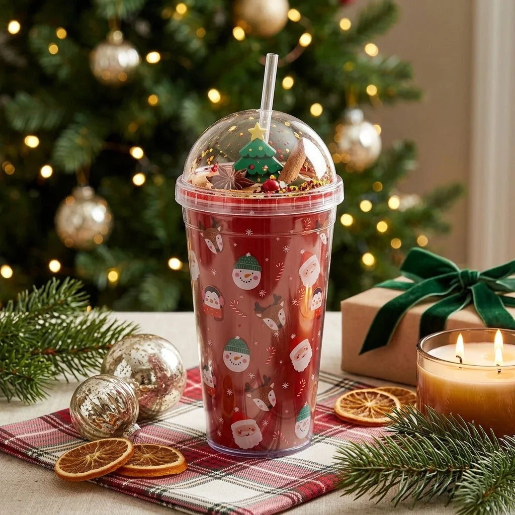 Gobelet Noël Réutilisable Rouge Festif