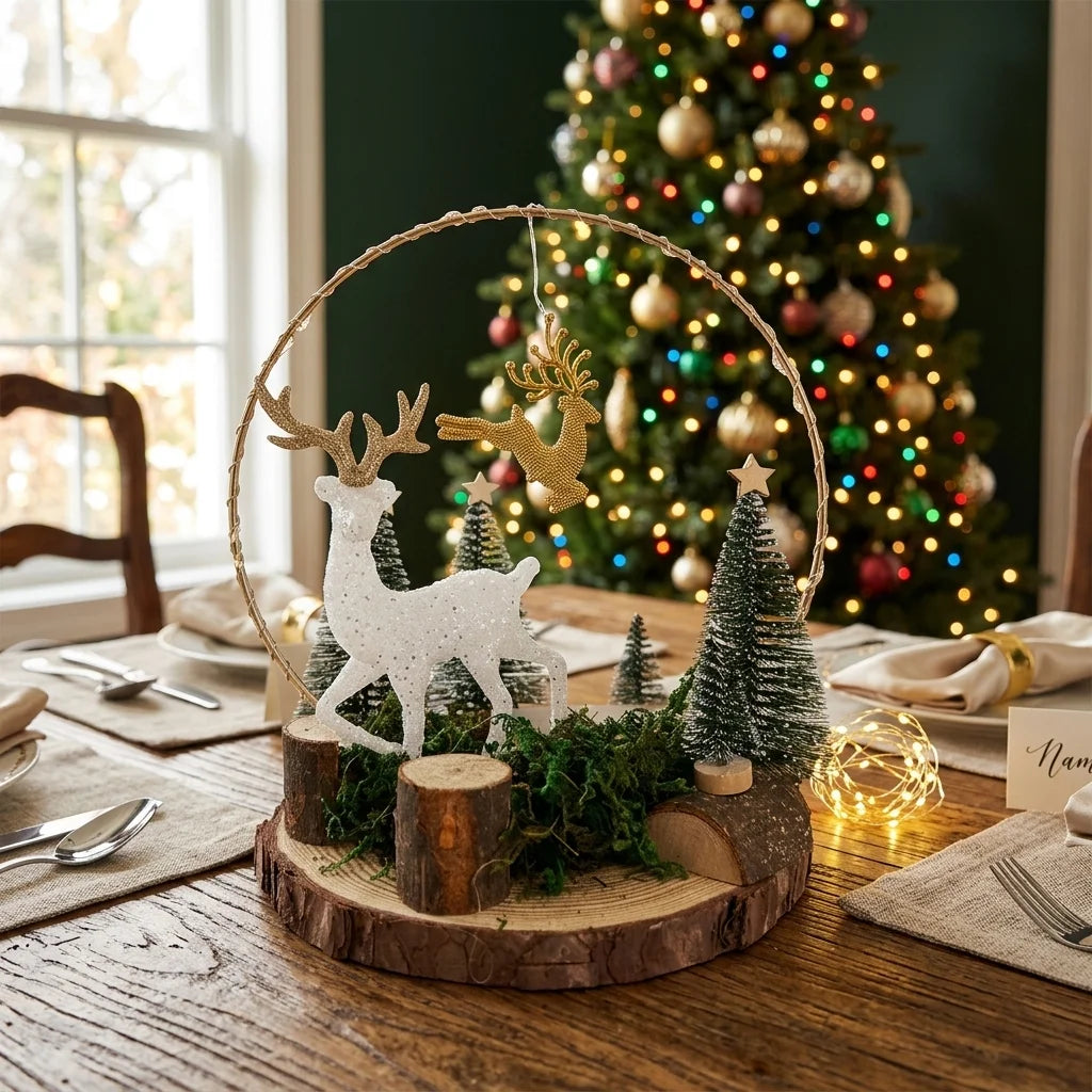 Centre de Table en Rondin de Bois Design