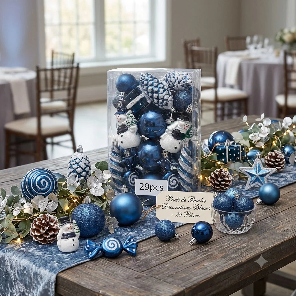 Pack de Boules Décoratives Bleues