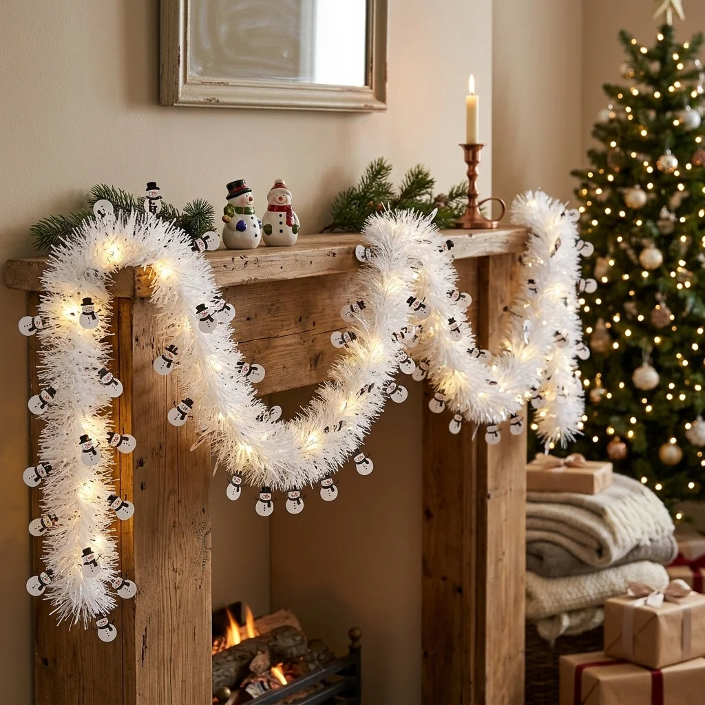 Guirlande Blanche Bonhomme de Neige à LED Chaud