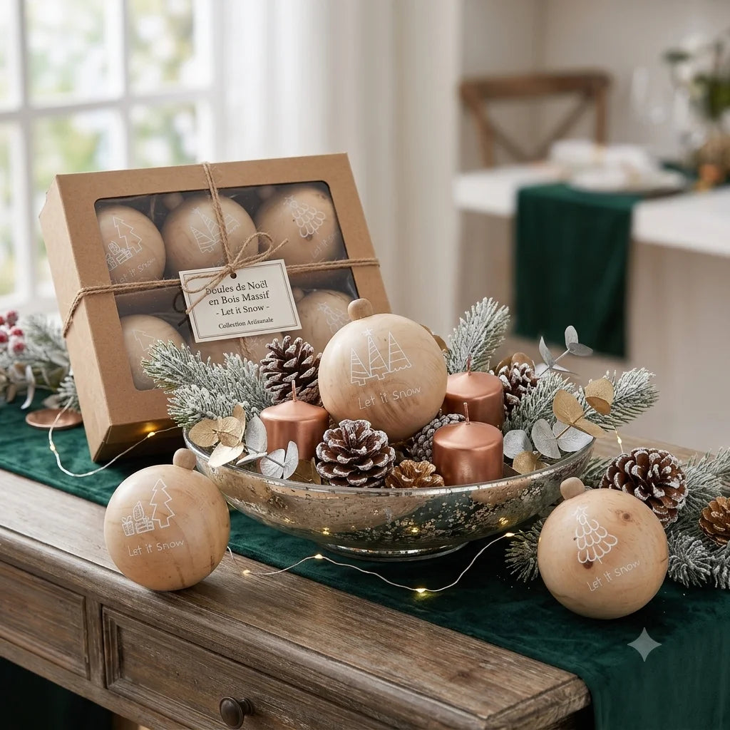 Boules de Noël en Bois Massif
