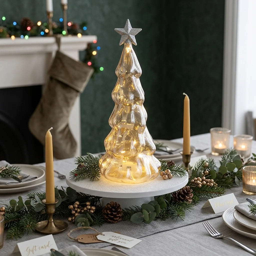 Sapin en Verre Lumineux Raffiné