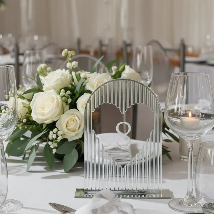 Numéro de Table Mariage Miroir à Cœur Romantique