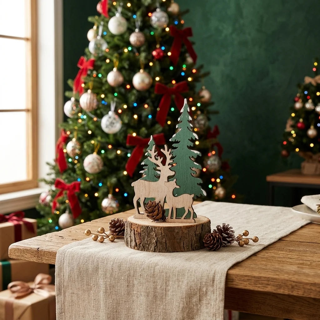 Déco de Table Sapin en Bois
