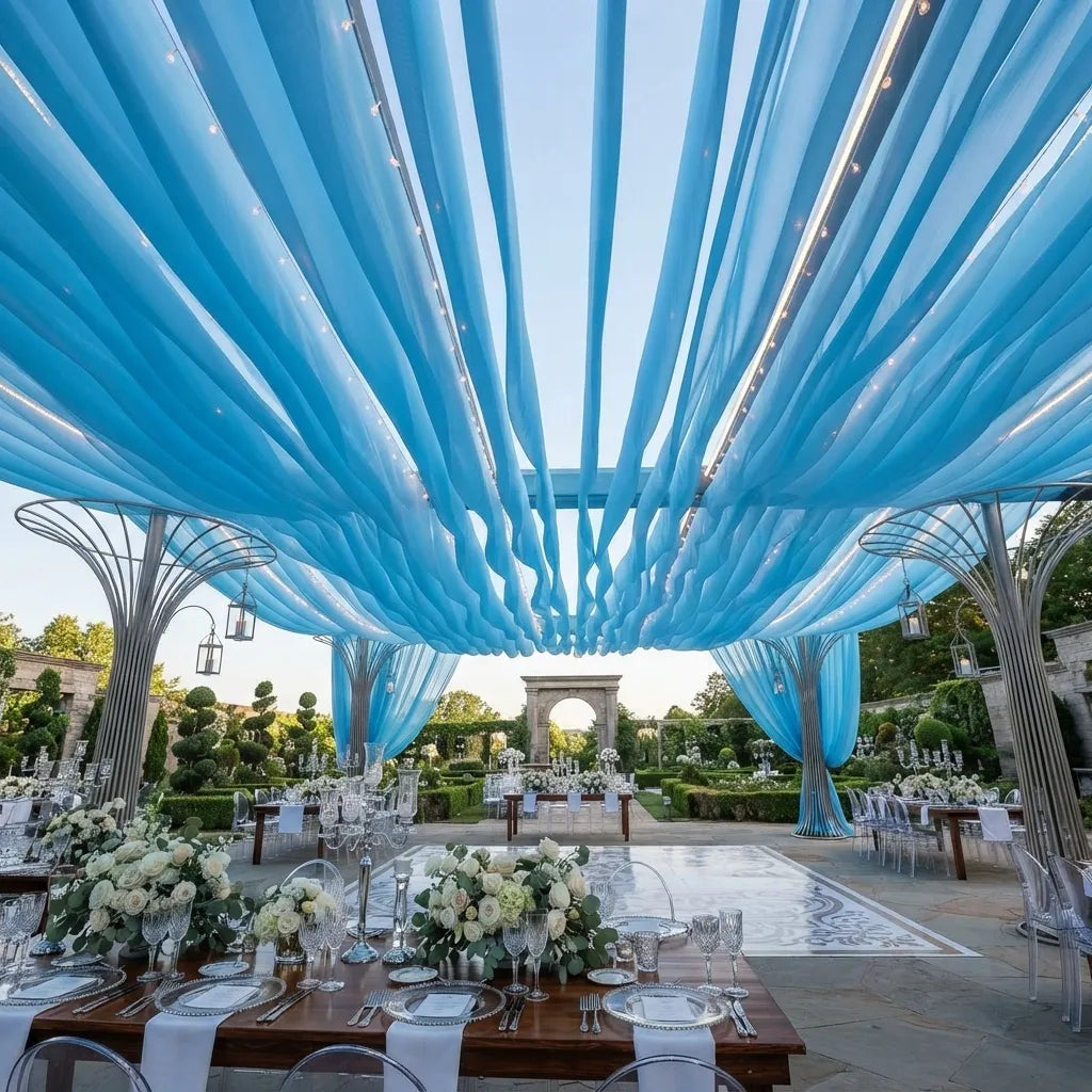 Rideau de Drapé Aérien Plafond Bleu Minimaliste
