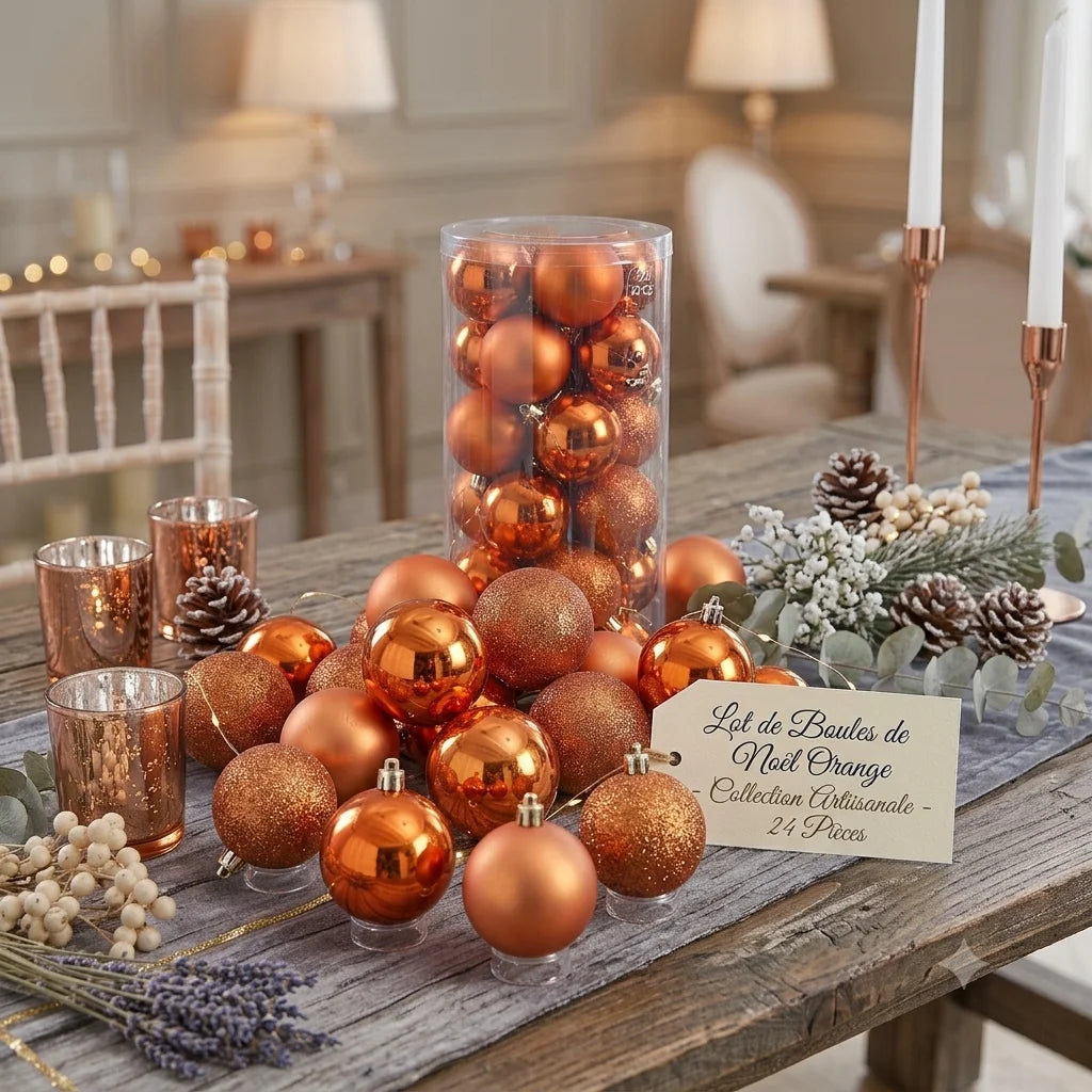 Lot de Boules de Noël Orange