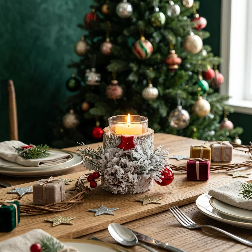 Chandelier en Bois pour Table de Noël