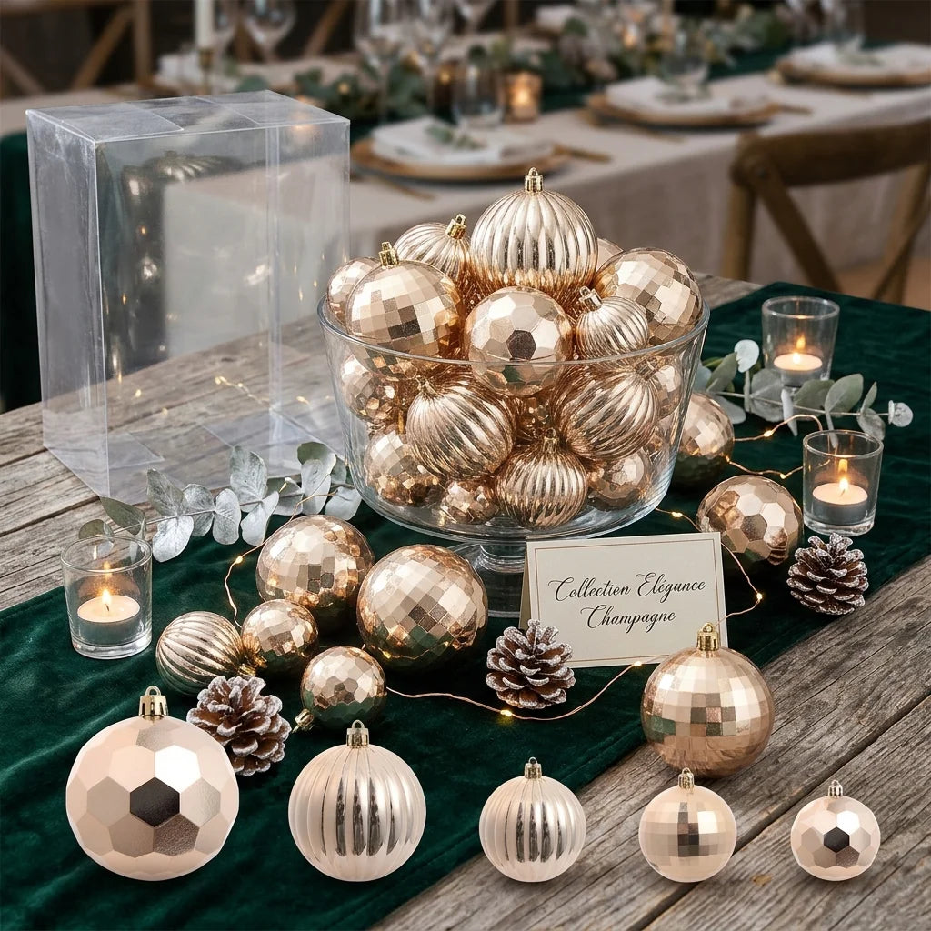 Lot de Boules de Noël Champagne
