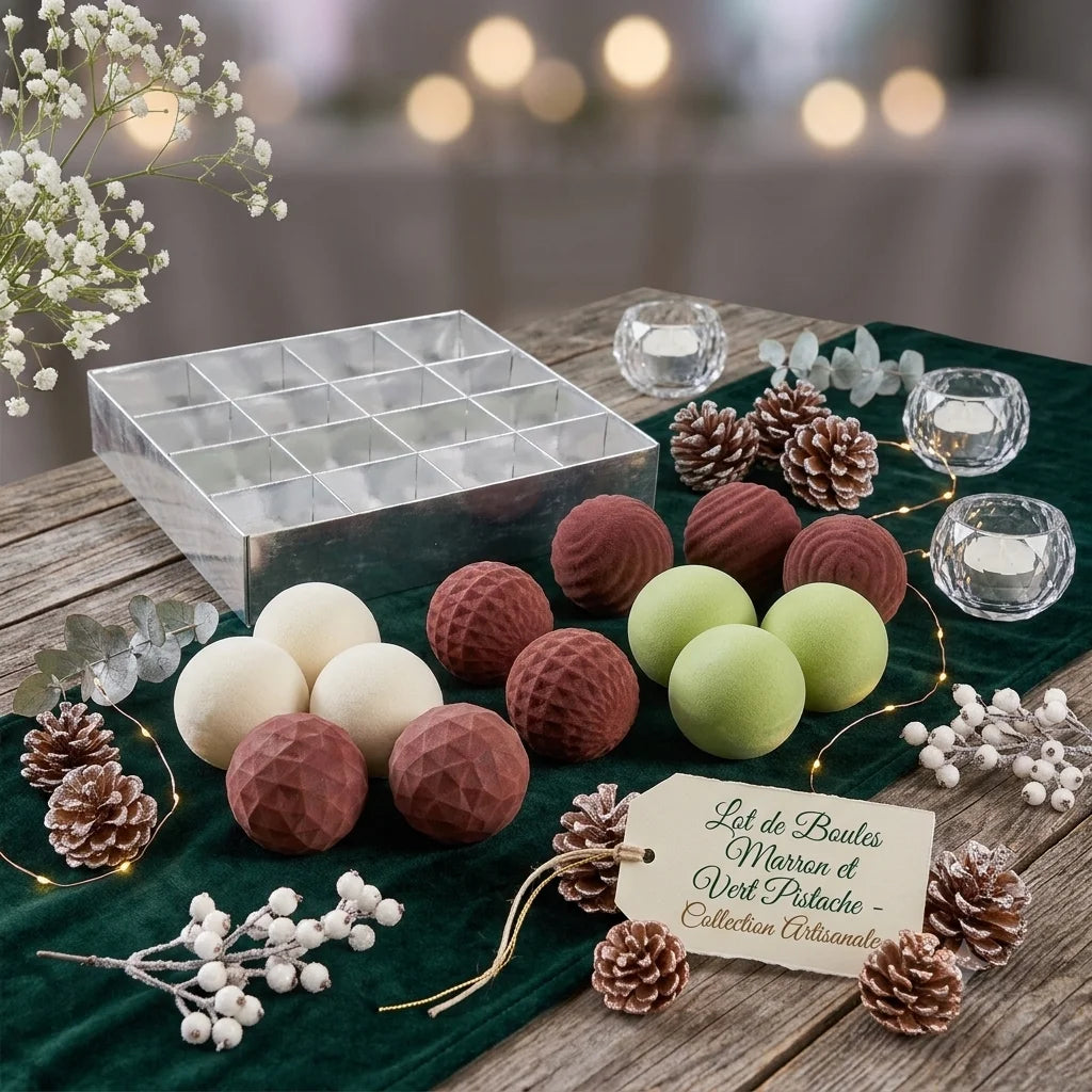 Lot de Boules Marron et Vert Pistache