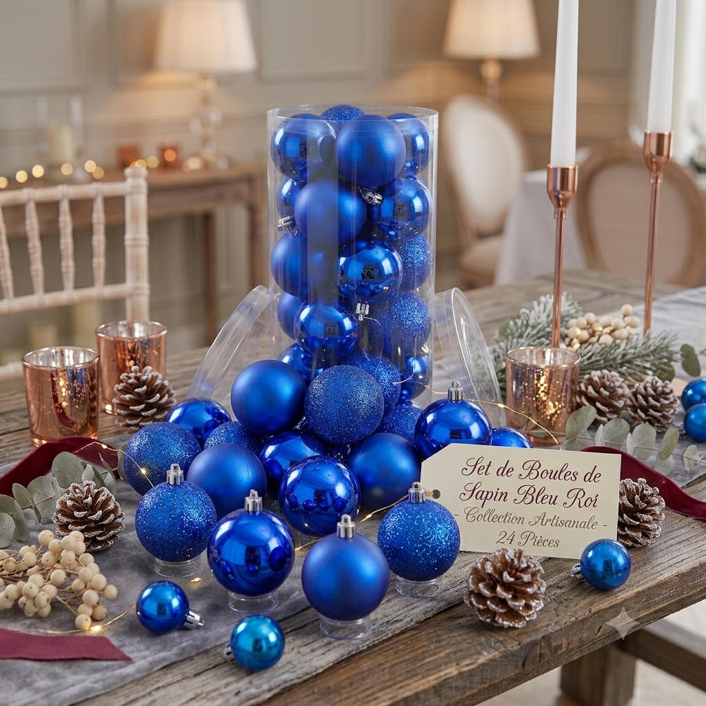 Set de Boules de Sapin Bleu Roi