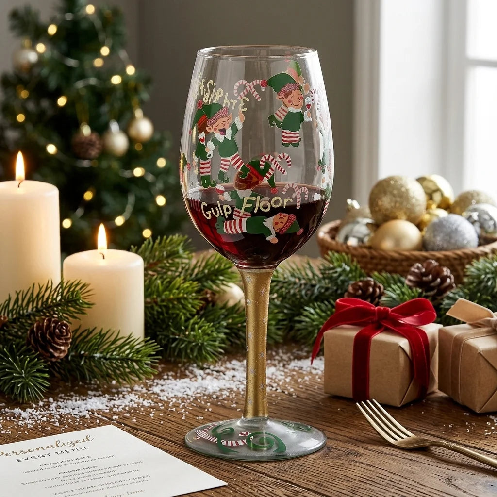 Verre à Pied Lutins de Noël