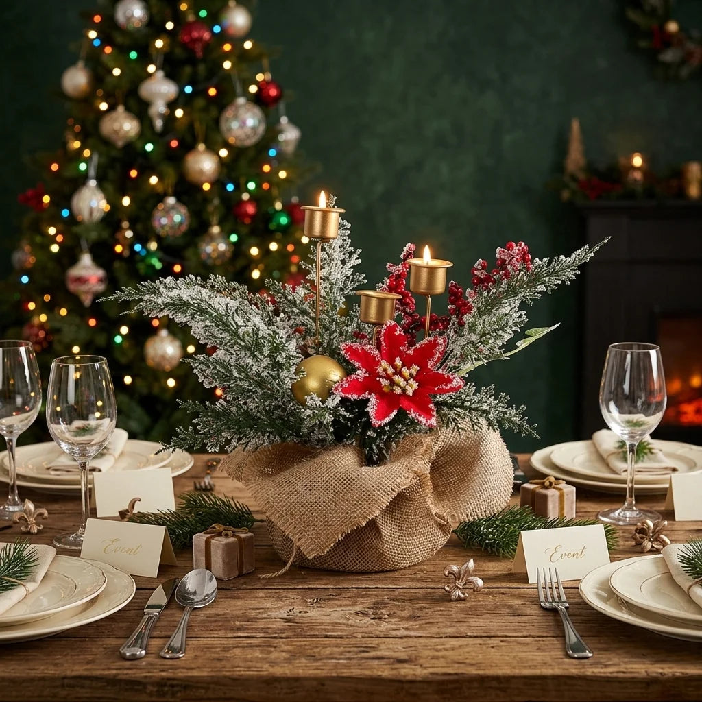 Bougeoir Décoratif Table de Noël