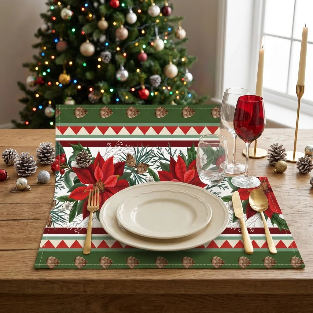 Set de Table en Lin Fleurs de Noël