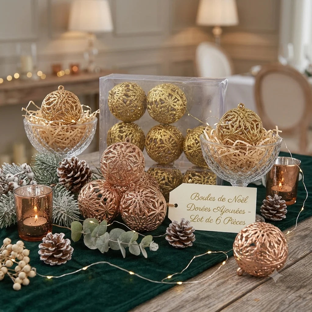 Boules de Noël Dorées Ajourées
