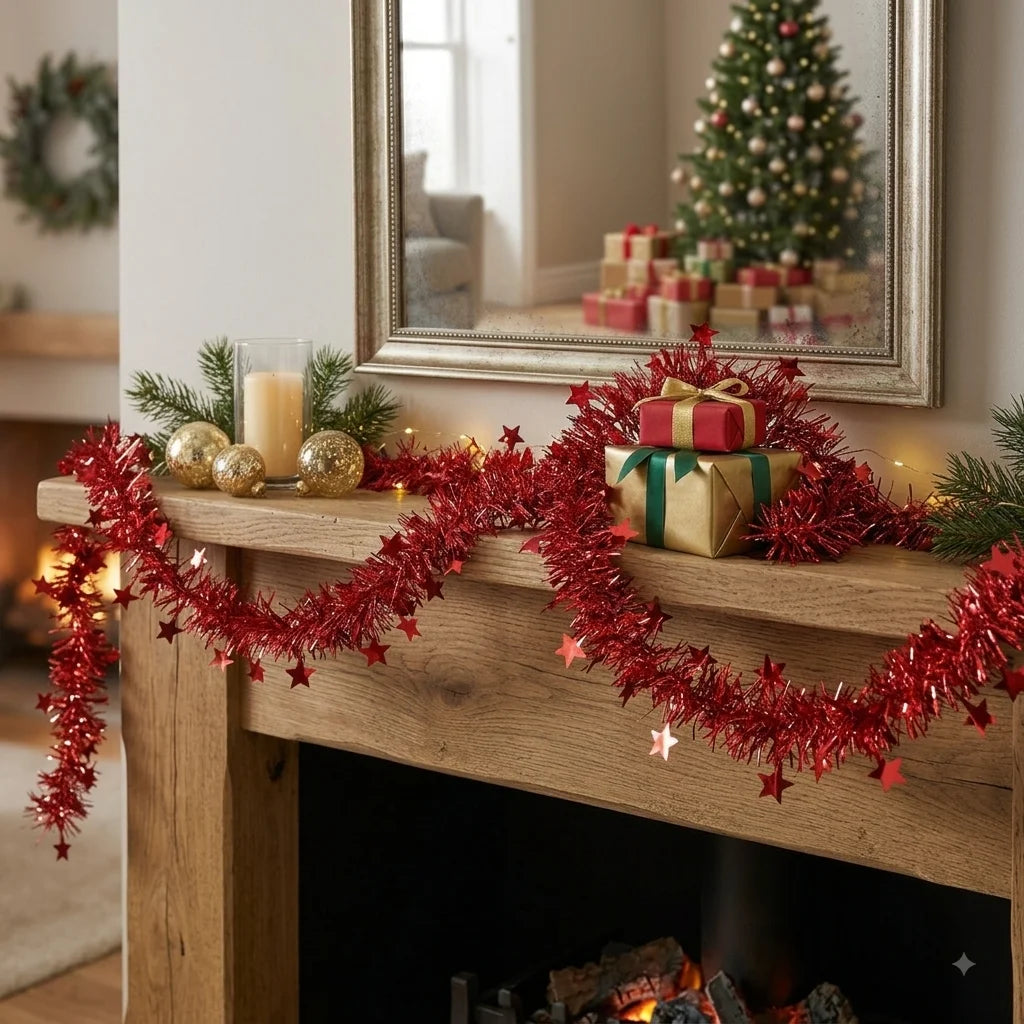 Guirlande Sapin de Noël Rouge Scintillante